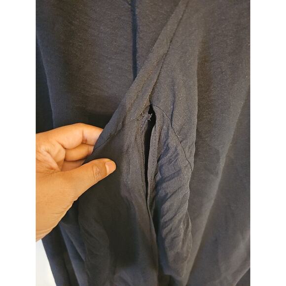 ZARA Womens Knotted Fluid Midi‎ Dress Black Size Medium 3/4 Sleeve Front Slit - Picture 6 of 13